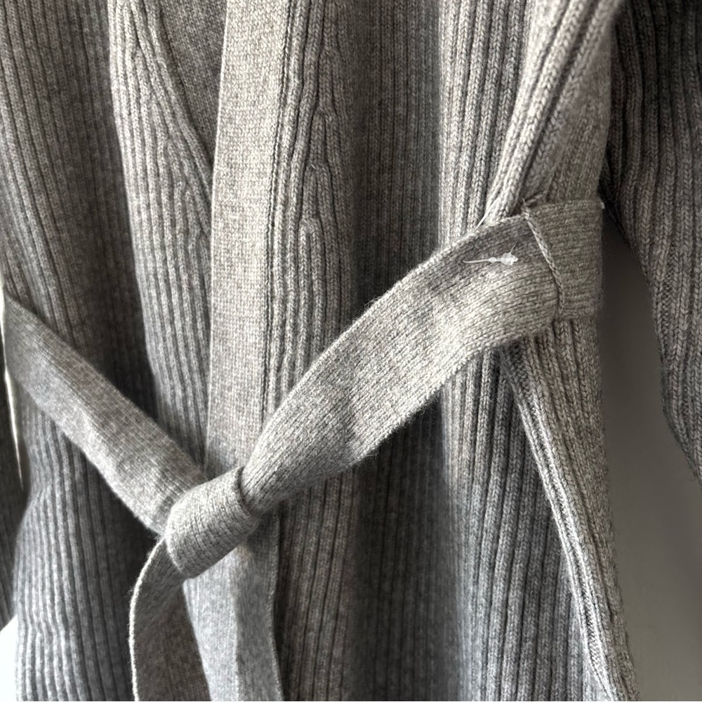 Gray Ribbed Open Knit Cardigan - Picture 3 of 5